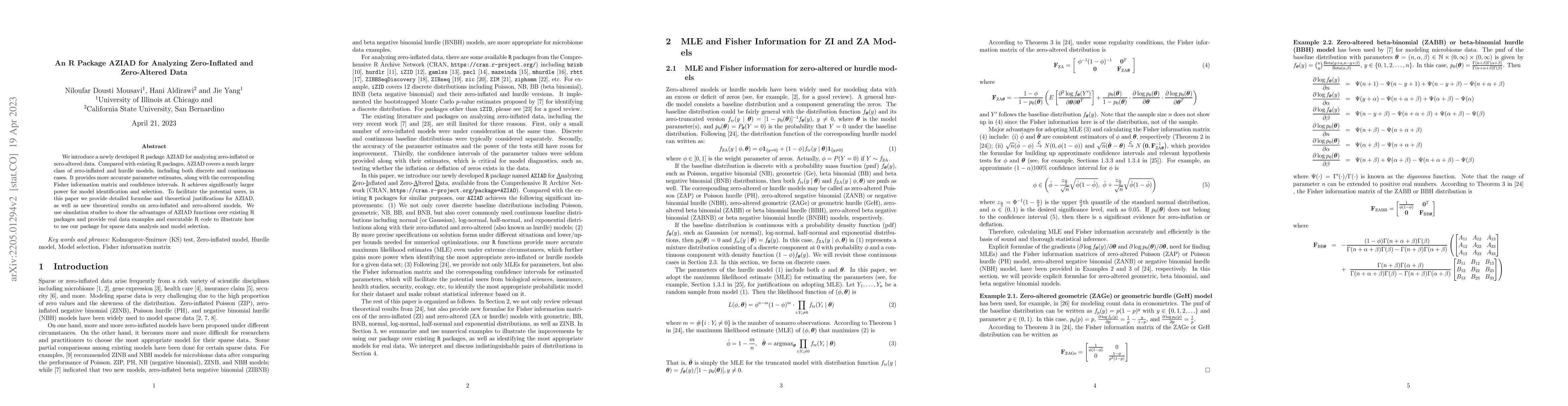 Thumbnail for An R Package AZIAD for Analyzing Zero-Inflated and Zero-Altered Data