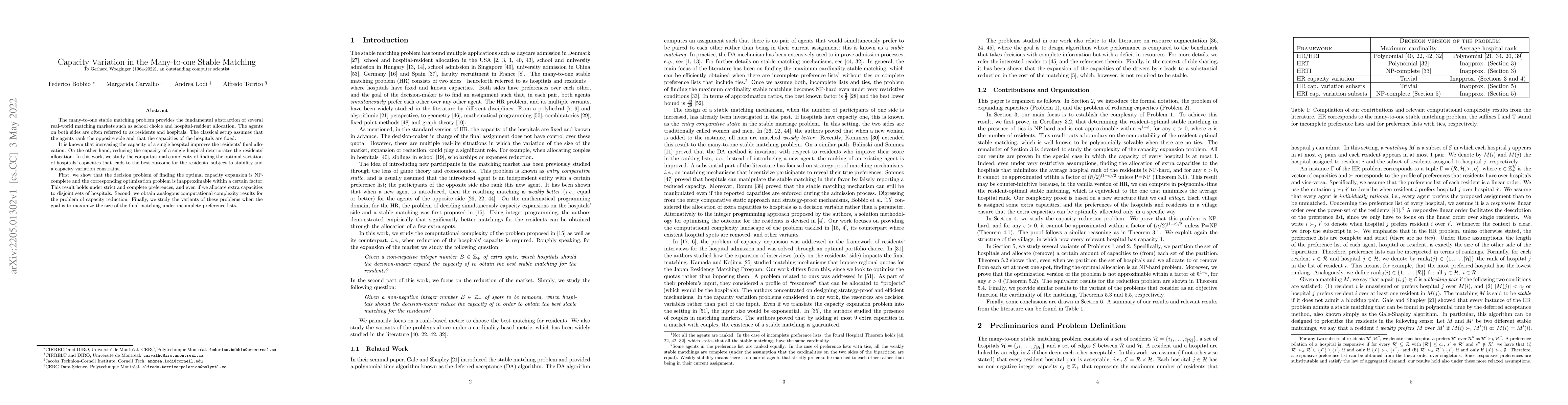 Thumbnail for Capacity Variation in the Many-to-one Stable Matching