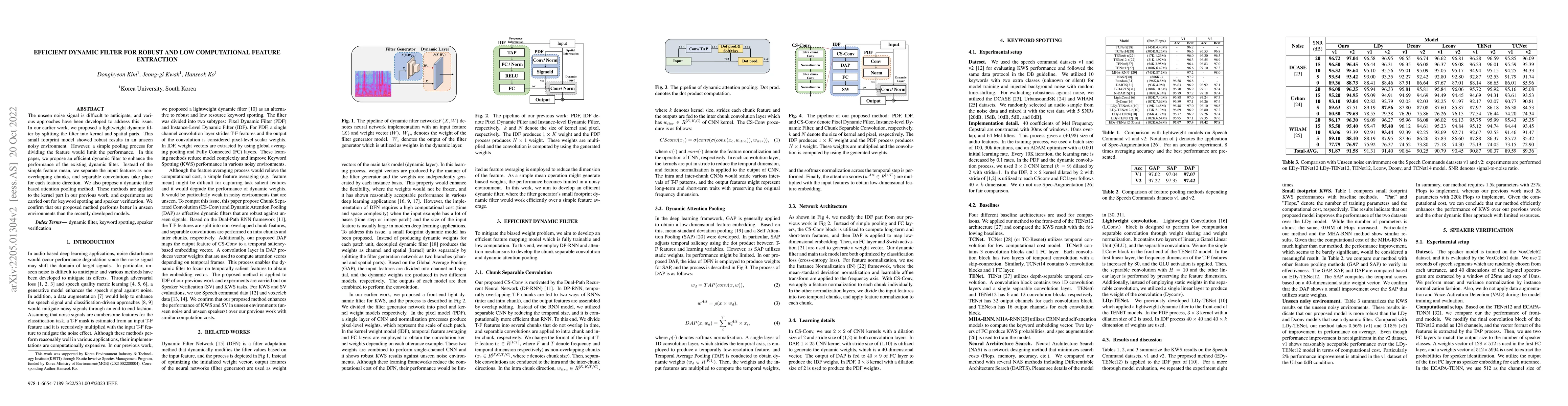 Thumbnail for Efficient dynamic filter for robust and low computational feature
  extraction