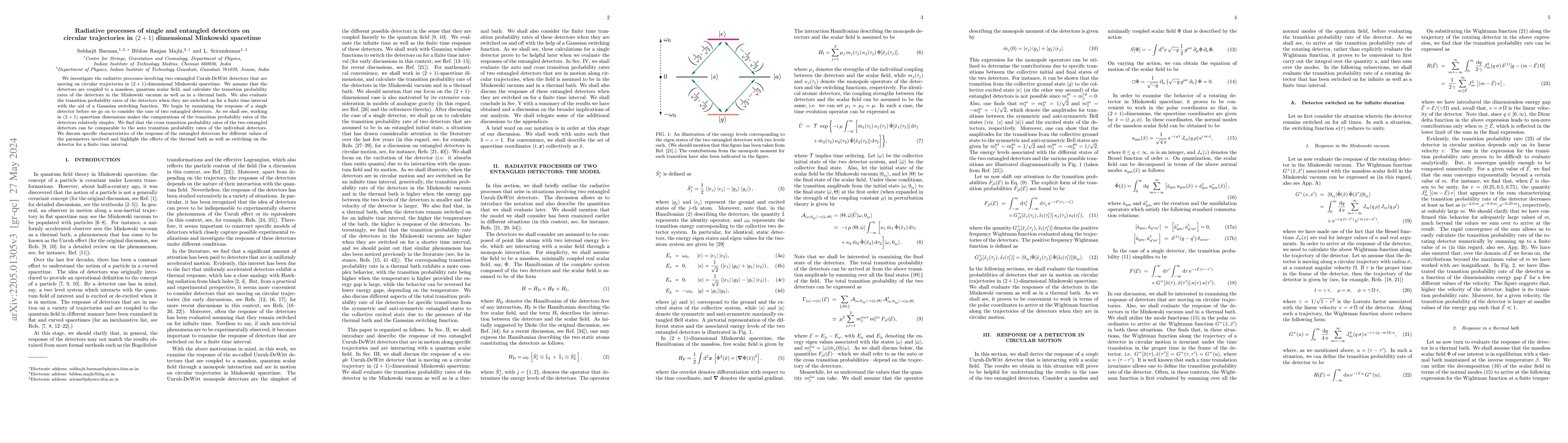 Thumbnail for Radiative processes of single and entangled detectors on circular
  trajectories in (2+1) dimensional Minkowski spacetime