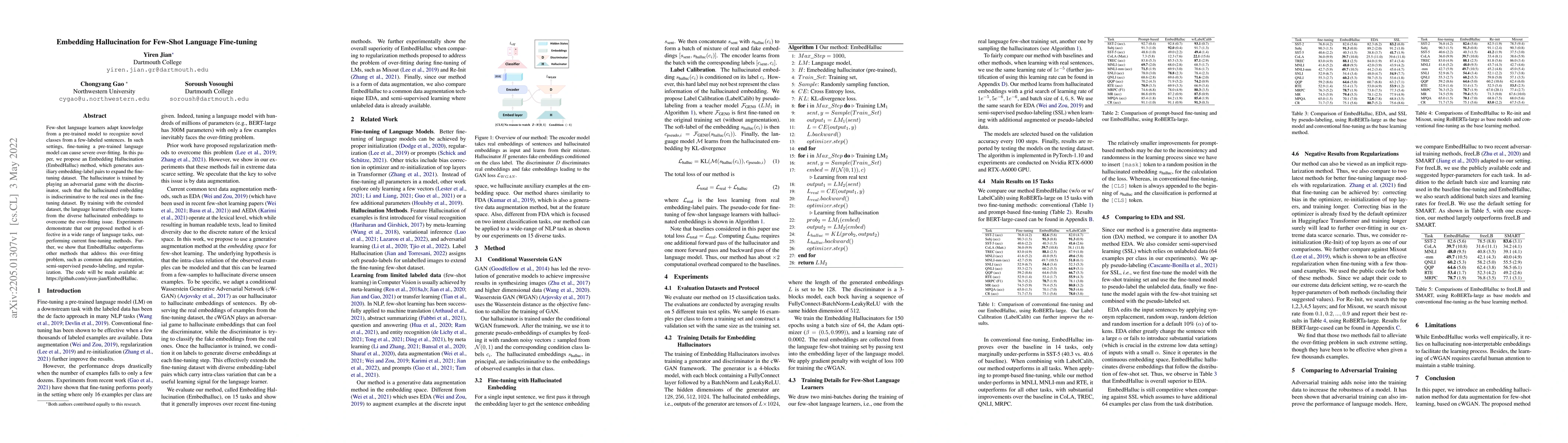 Thumbnail for Embedding Hallucination for Few-Shot Language Fine-tuning