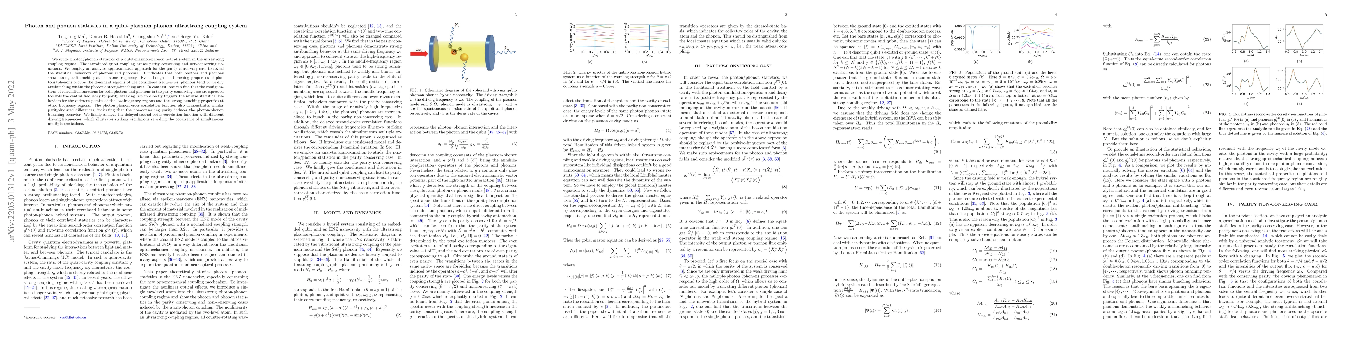 Thumbnail for Photon and phonon statistics in a qubit-plasmon-phonon ultrastrong
  coupling system