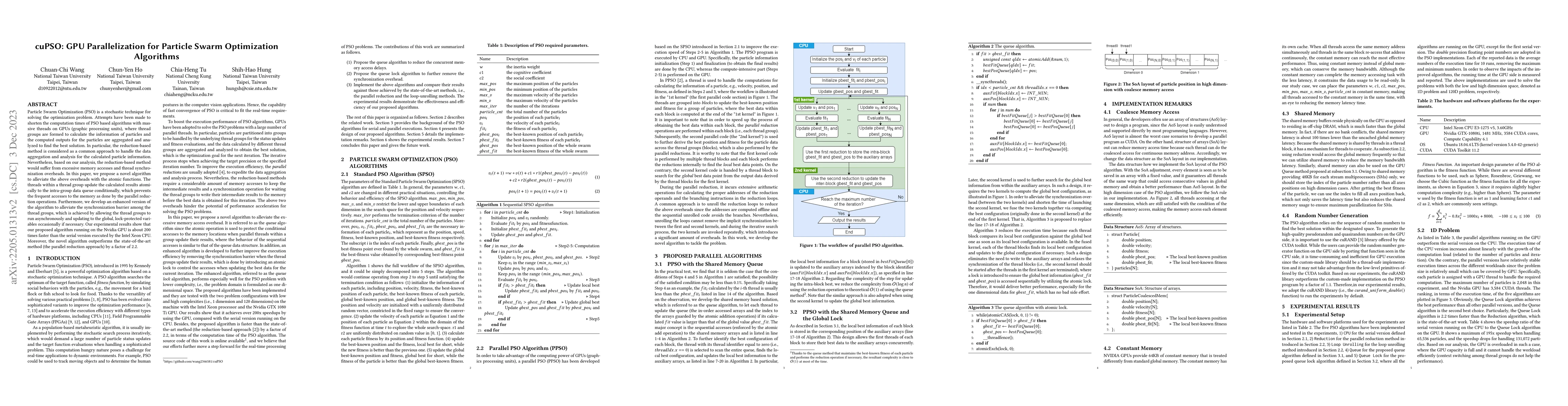 Thumbnail for cuPSO: GPU Parallelization for Particle Swarm Optimization Algorithms