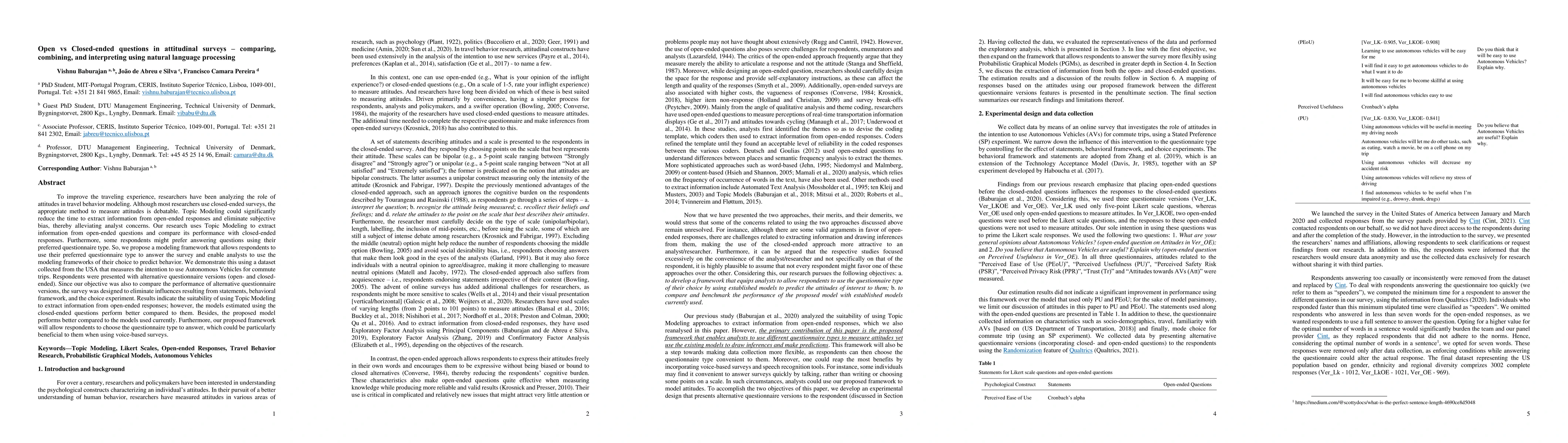 Thumbnail for Open vs Closed-ended questions in attitudinal surveys -- comparing,
  combining, and interpreting using natural language processing