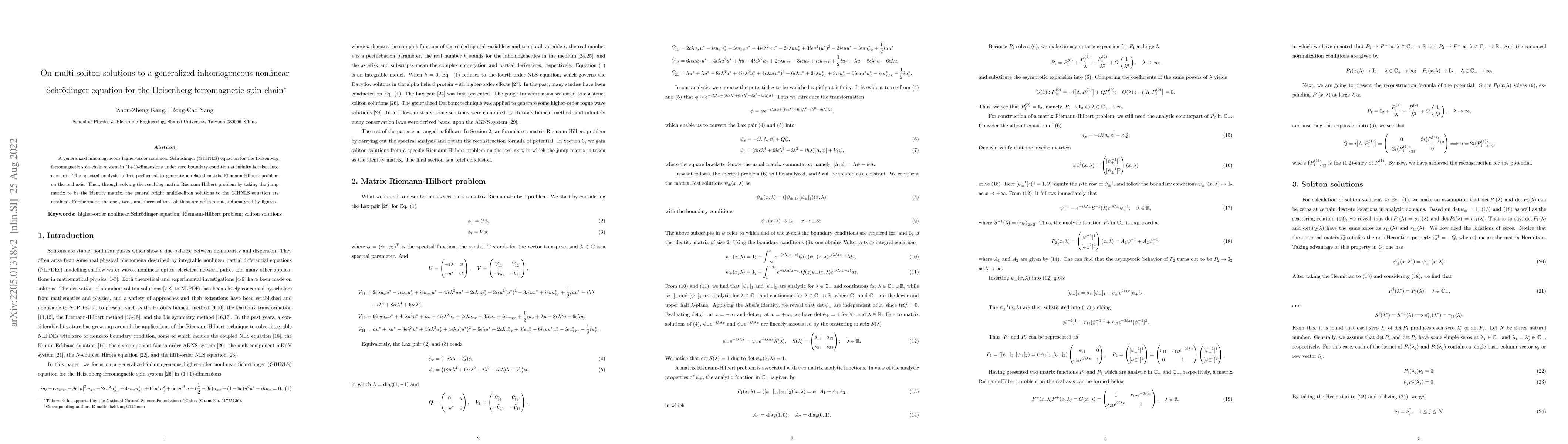 Thumbnail for On multi-soliton solutions to a generalized inhomogeneous nonlinear
  Schrodinger equation for the Heisenberg ferromagnetic spin chain
