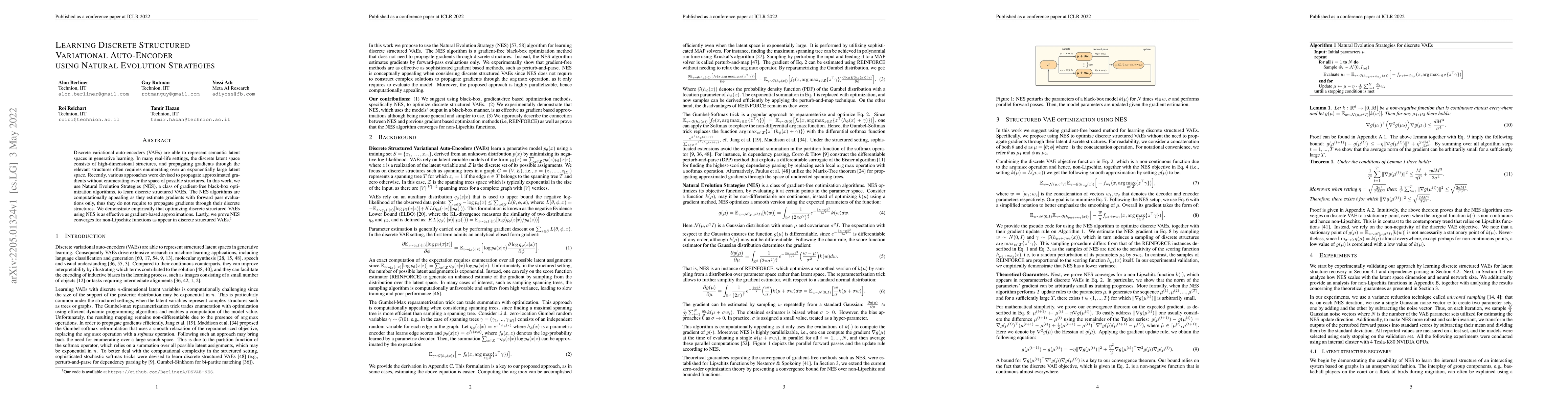 Thumbnail for Learning Discrete Structured Variational Auto-Encoder using Natural
  Evolution Strategies