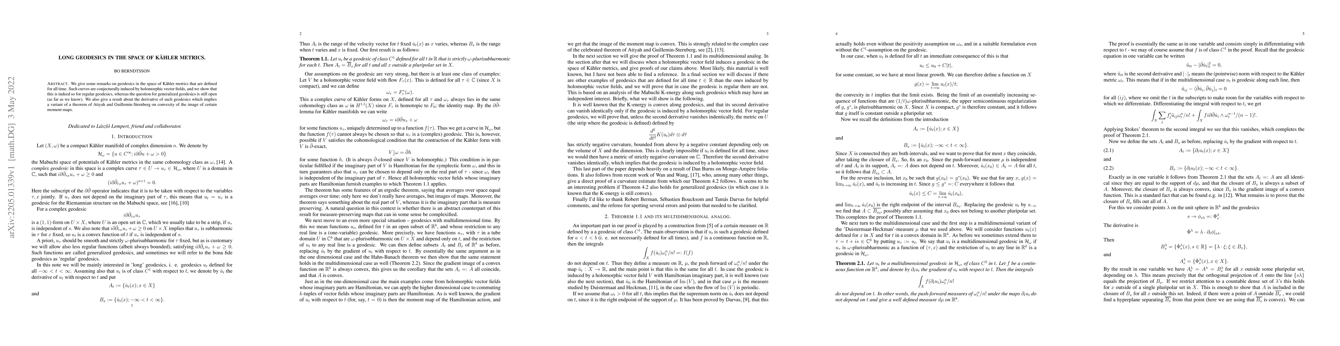 Thumbnail for Long geodesics in the space of K\"ahler metrics
