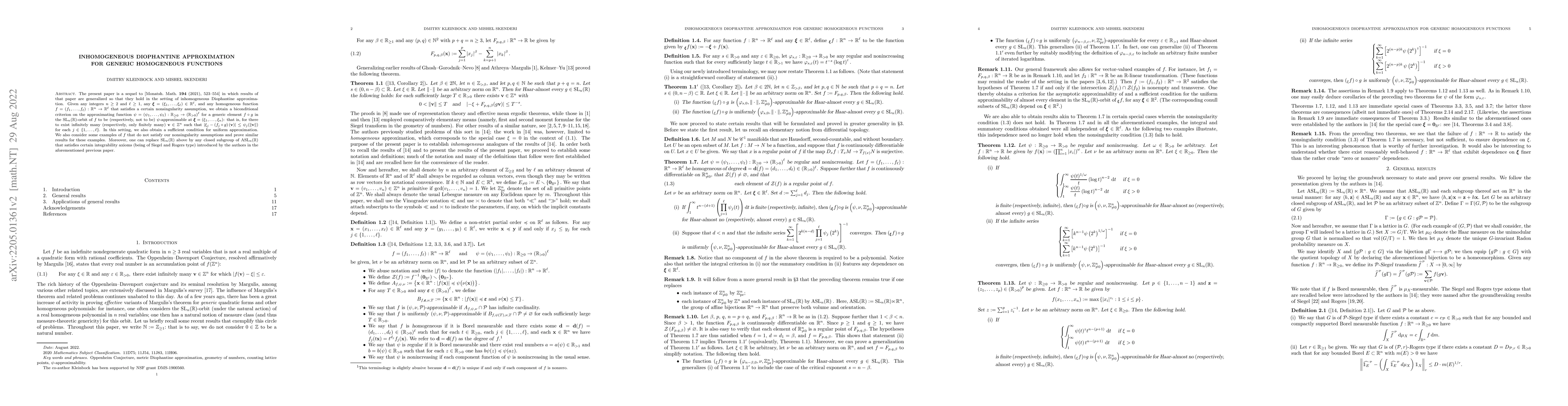 Thumbnail for Inhomogeneous Diophantine approximation for generic homogeneous
  functions