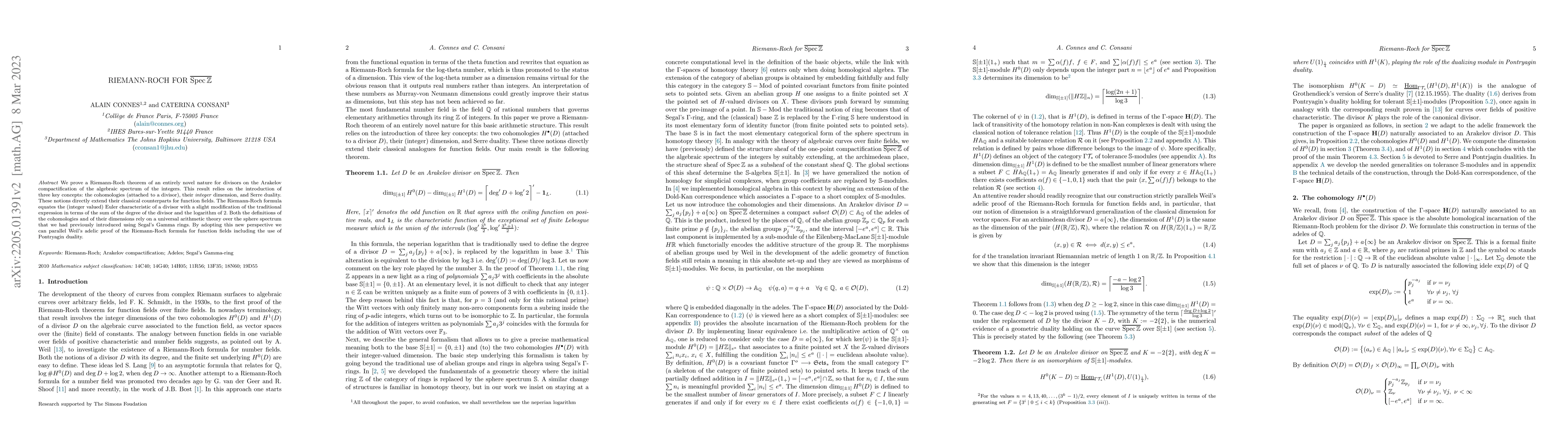 Thumbnail for Riemann-Roch for $\overline{\text{Spec}\mathbb Z}$