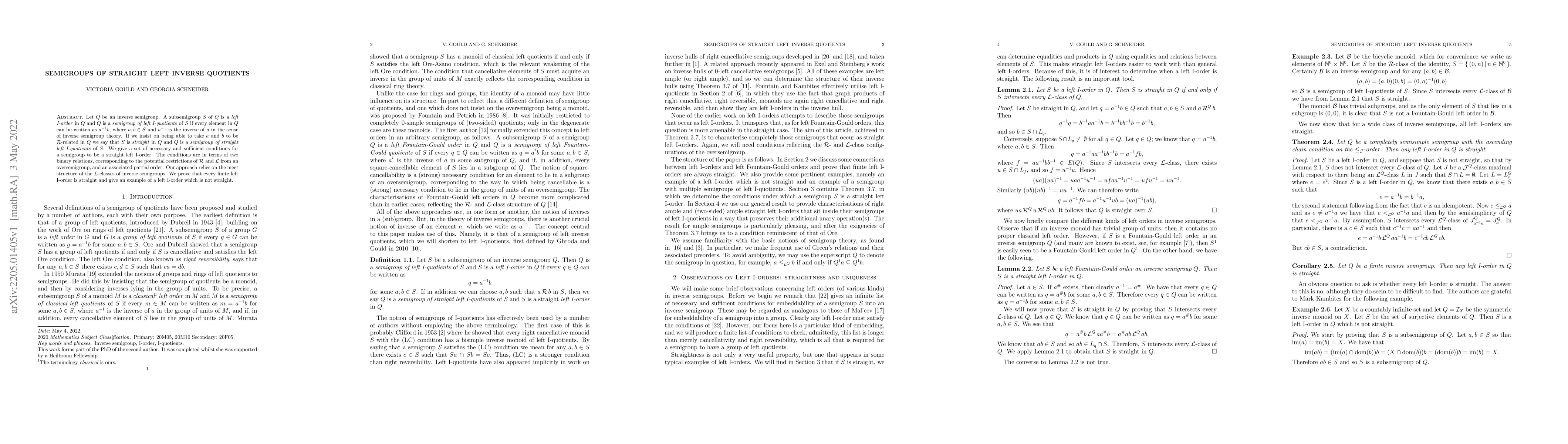 Thumbnail for Semigroups of straight left inverse quotients