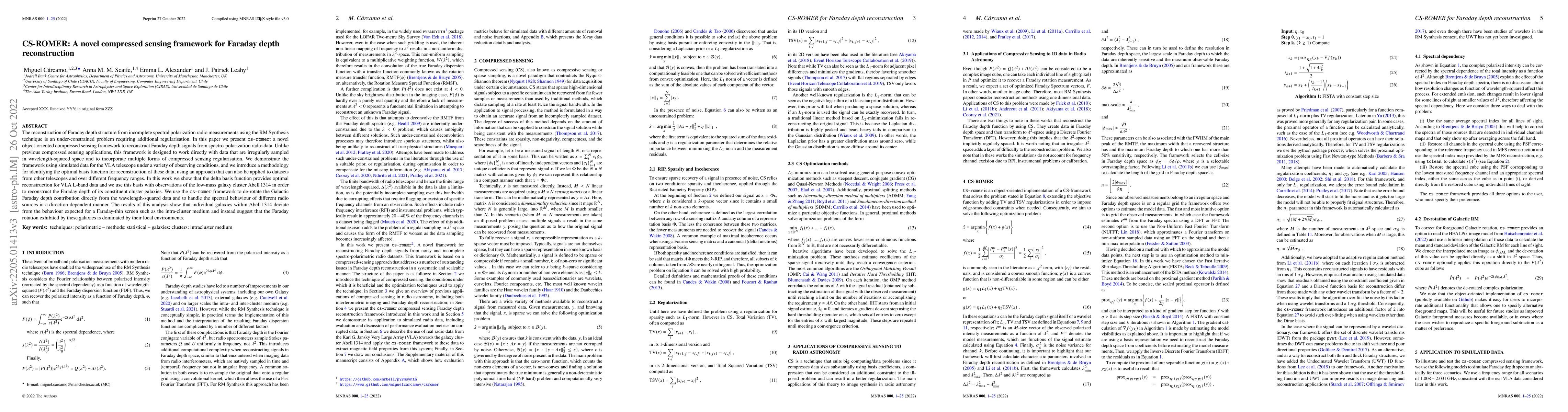 Thumbnail for CS-ROMER: A novel compressed sensing framework for Faraday depth
  reconstruction
