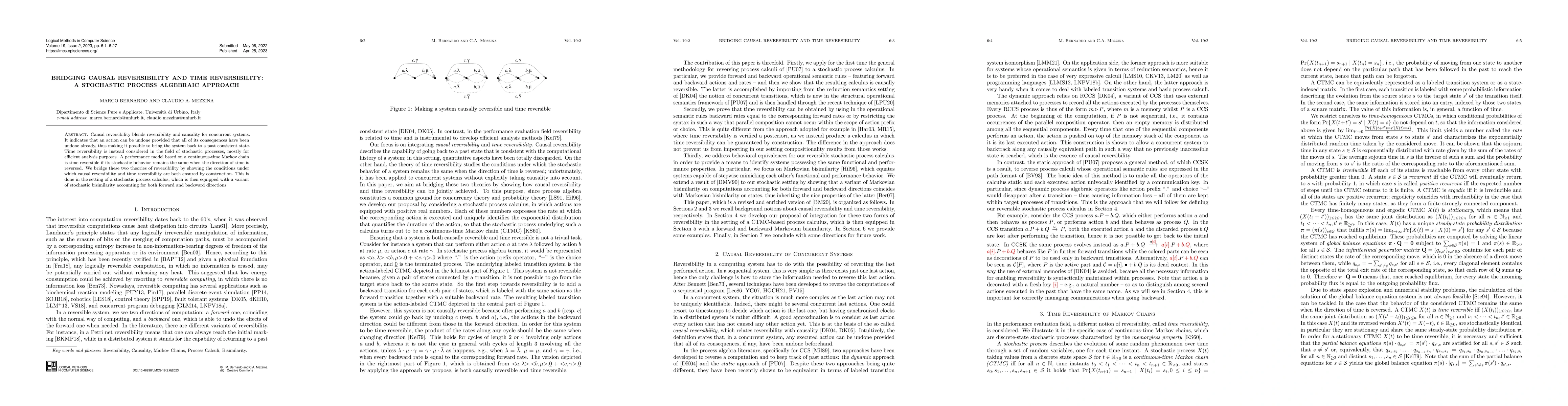 Thumbnail for Bridging Causal Reversibility and Time Reversibility: A Stochastic
  Process Algebraic Approach