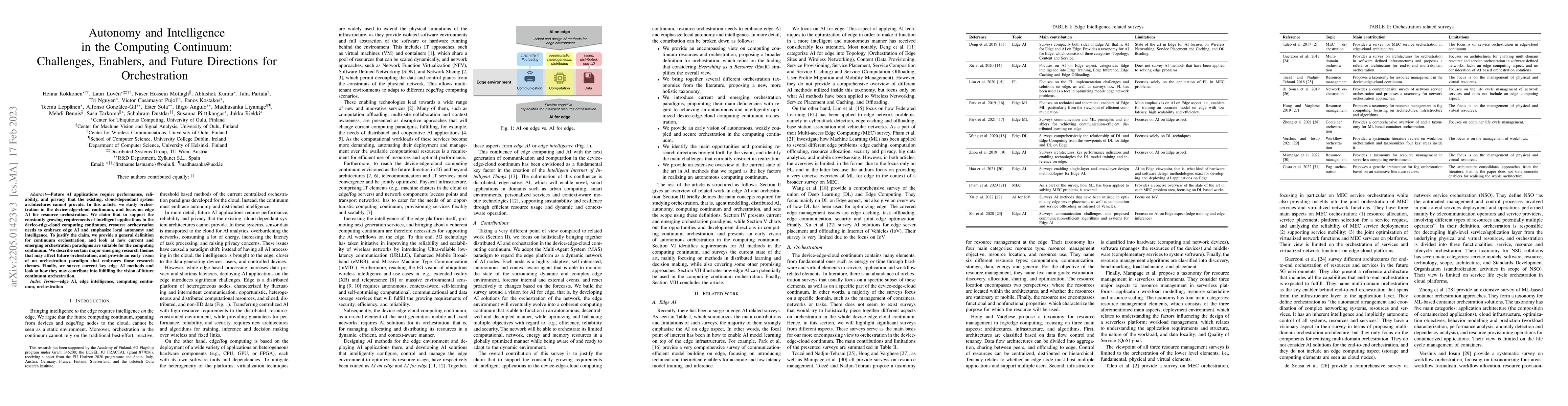 Thumbnail for Autonomy and Intelligence in the Computing Continuum: Challenges,
  Enablers, and Future Directions for Orchestration