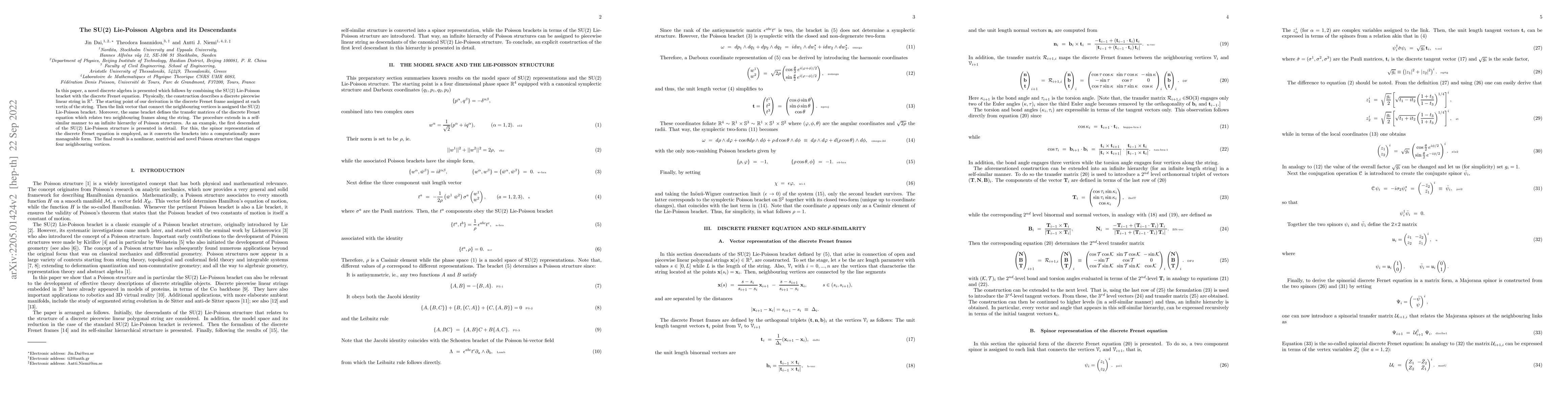 Thumbnail for The SU(2) Lie-Poisson Algebra and its Descendants