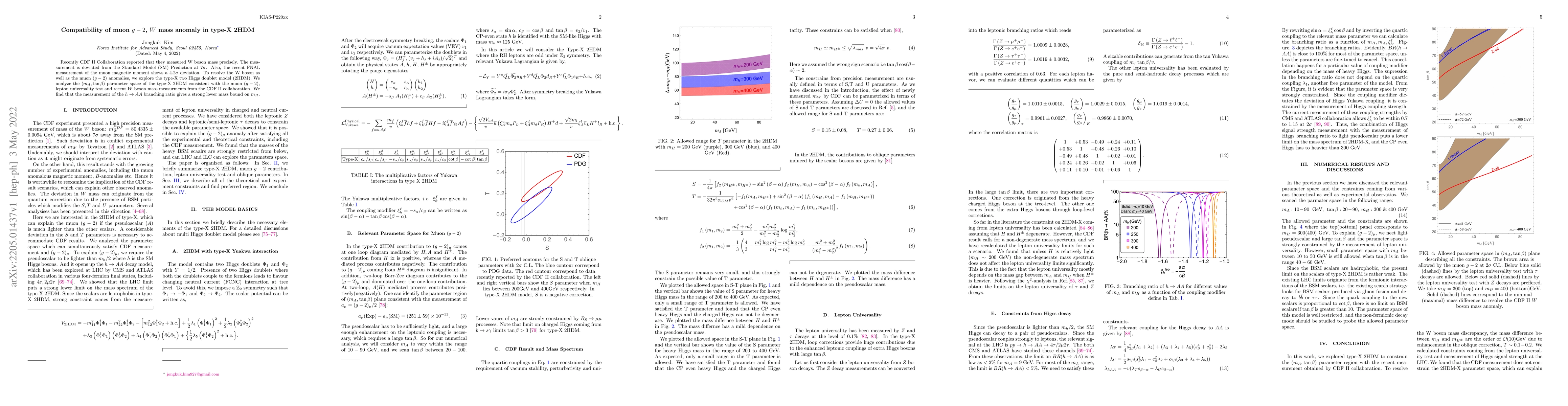 Thumbnail for Compatibility of muon $g-2$, $W$ mass anomaly in type-X 2HDM