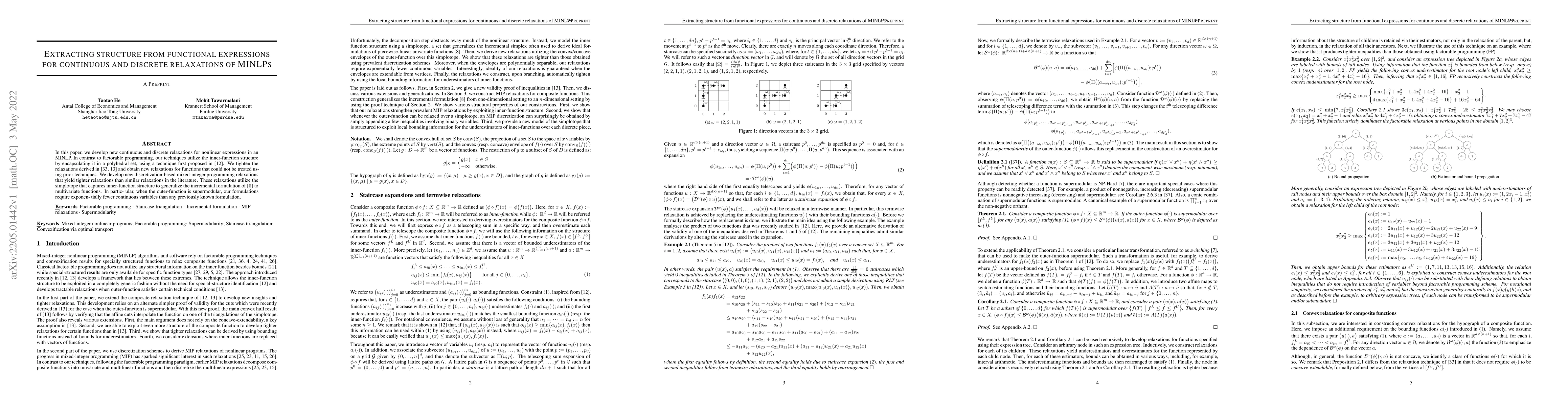 Thumbnail for Extracting structure from functional expressions for continuous and
  discrete relaxations of MINLP