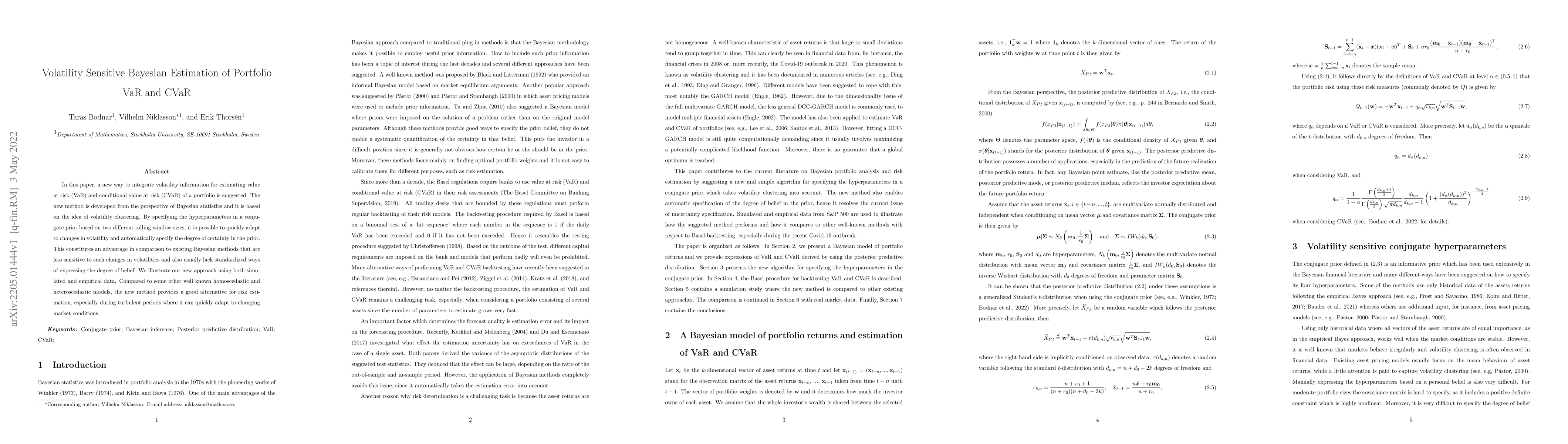 Thumbnail for Volatility Sensitive Bayesian Estimation of Portfolio VaR and CVaR