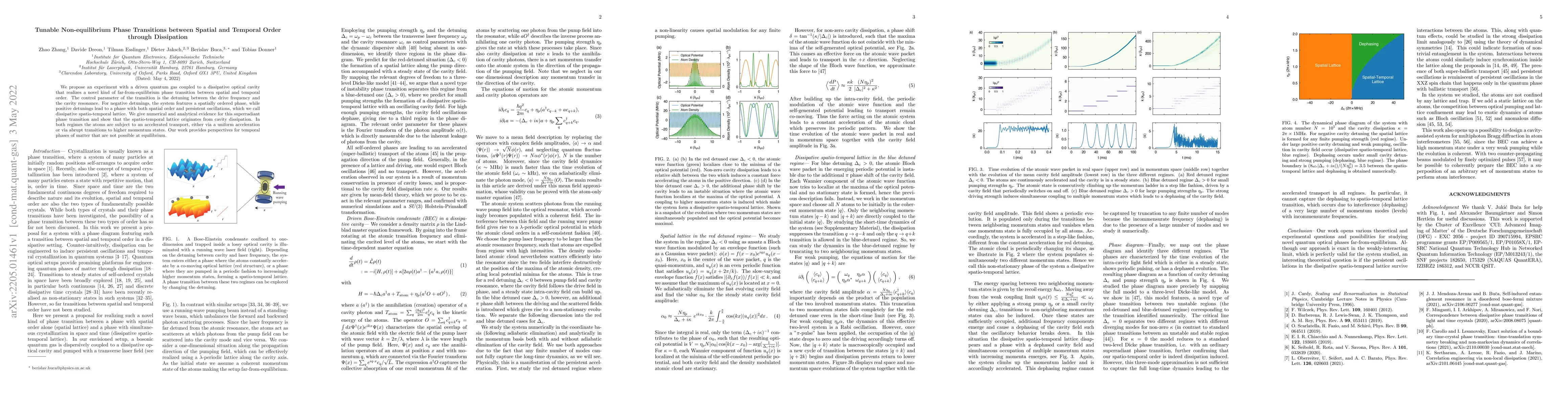 Thumbnail for Tunable Non-equilibrium Phase Transitions between Spatial and Temporal
  Order through Dissipation