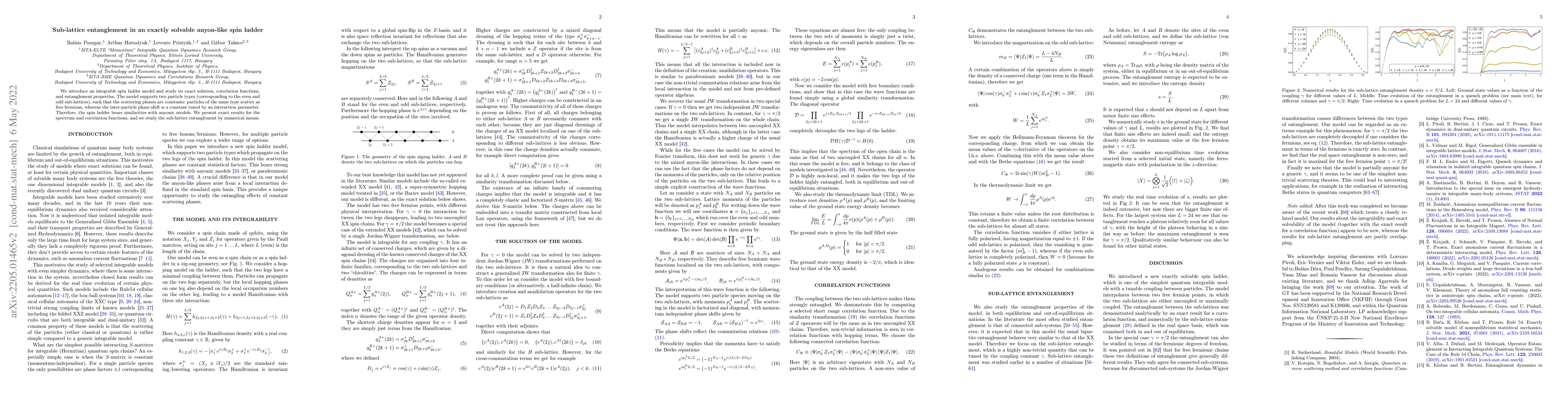 Thumbnail for Sub-lattice entanglement in an exactly solvable anyon-like spin ladder