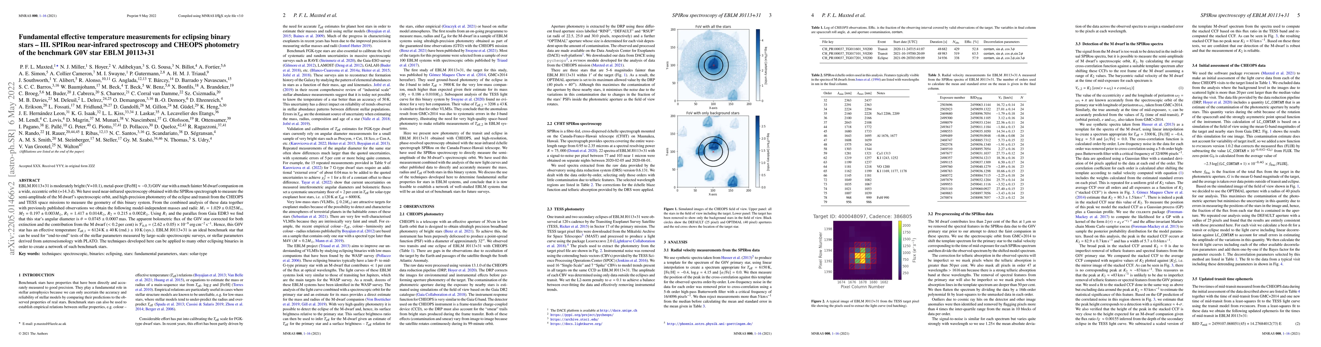 Thumbnail for Fundamental effective temperature measurements for eclipsing binary
  stars -- III. SPIRou near-infrared spectroscopy and CHEOPS photometry of the
  benchmark G0V star EBLM J0113+31