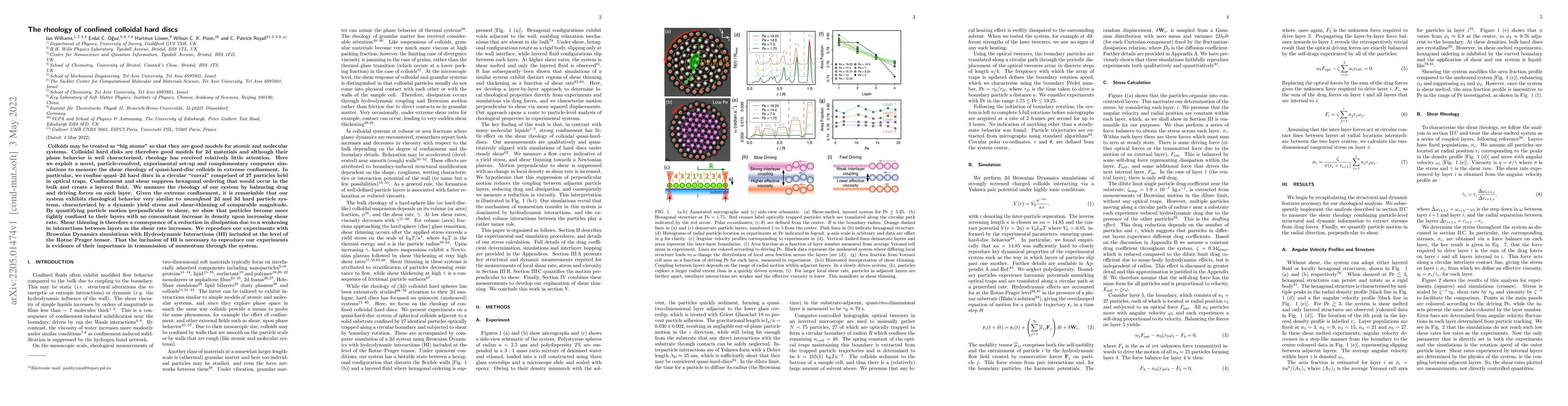 Thumbnail for The rheology of confined colloidal hard discs