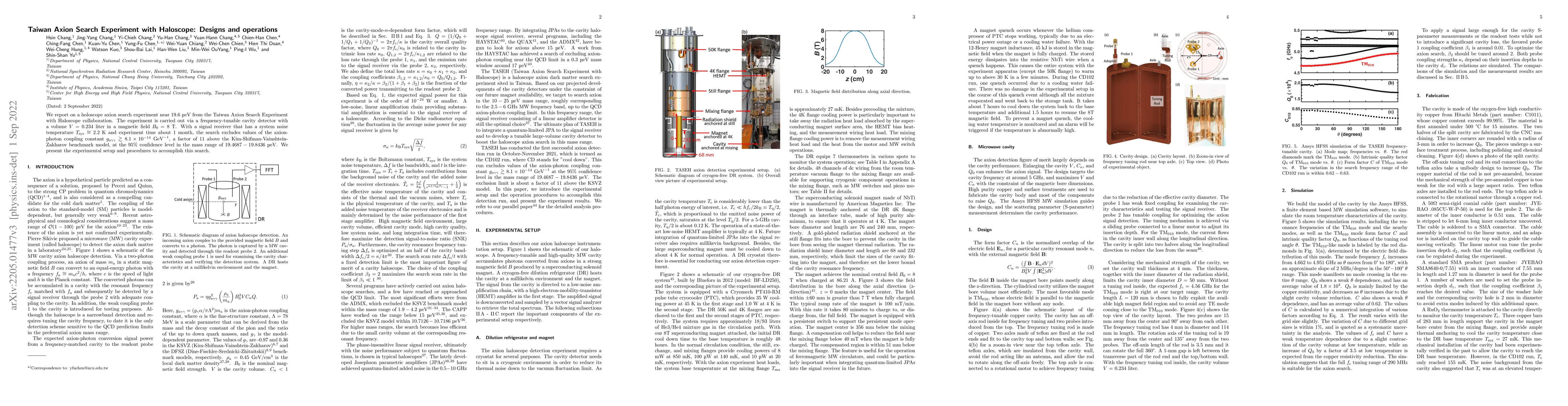 Thumbnail for Taiwan Axion Search Experiment with Haloscope: Designs and operations