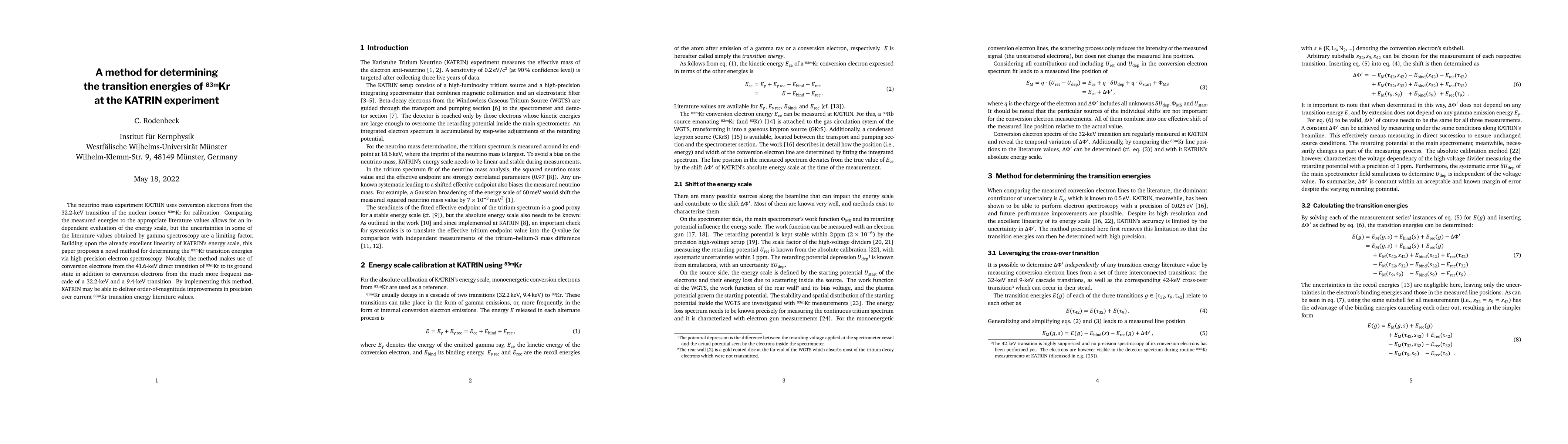 Thumbnail for A method for determining the transition energies of $^{\mathrm{83m}}$Kr
  at the KATRIN experiment