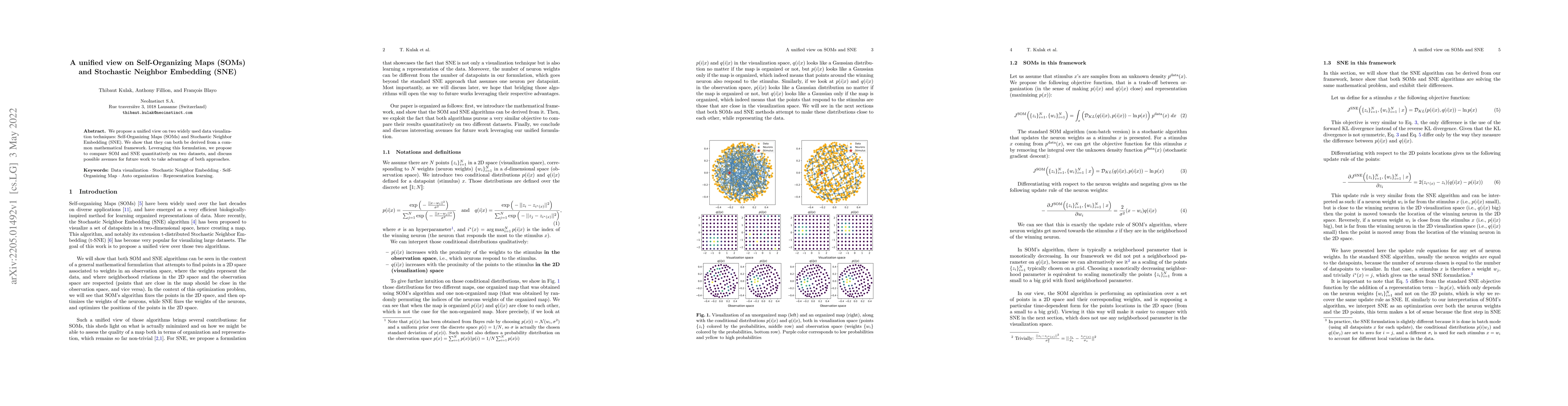 Thumbnail for A unified view on Self-Organizing Maps (SOMs) and Stochastic Neighbor
  Embedding (SNE)