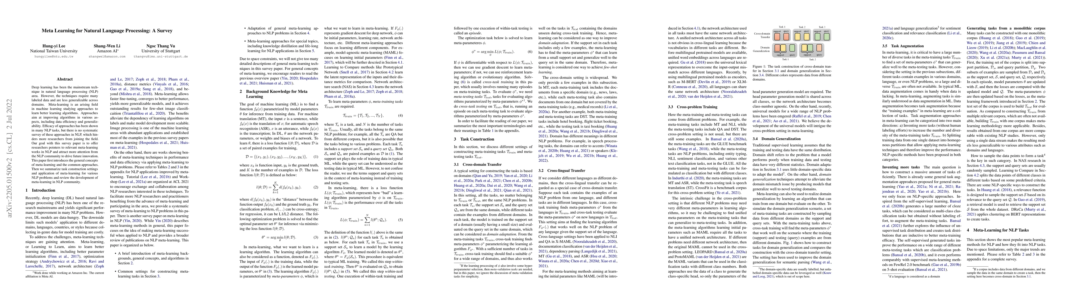 Thumbnail for Meta Learning for Natural Language Processing: A Survey