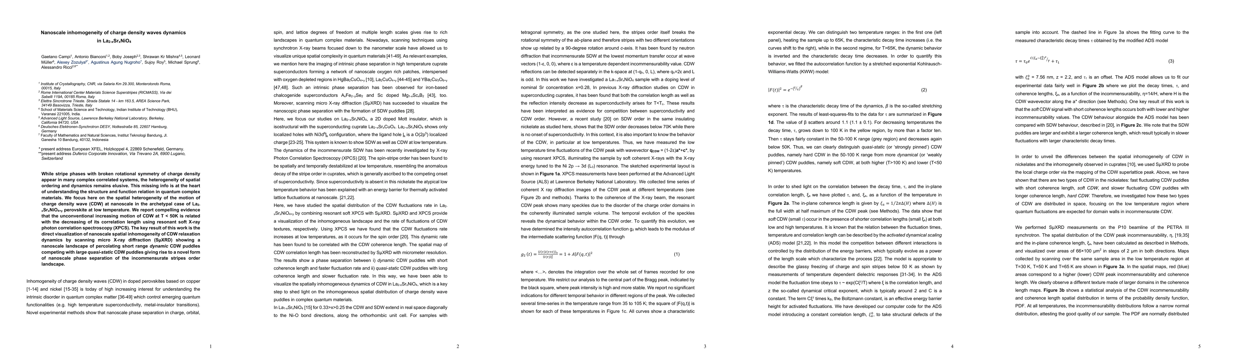 Thumbnail for Nanoscale inhomogeneity of charge density waves dynamics in
  La$_{2-x}$Sr$_x$NiO$_4$