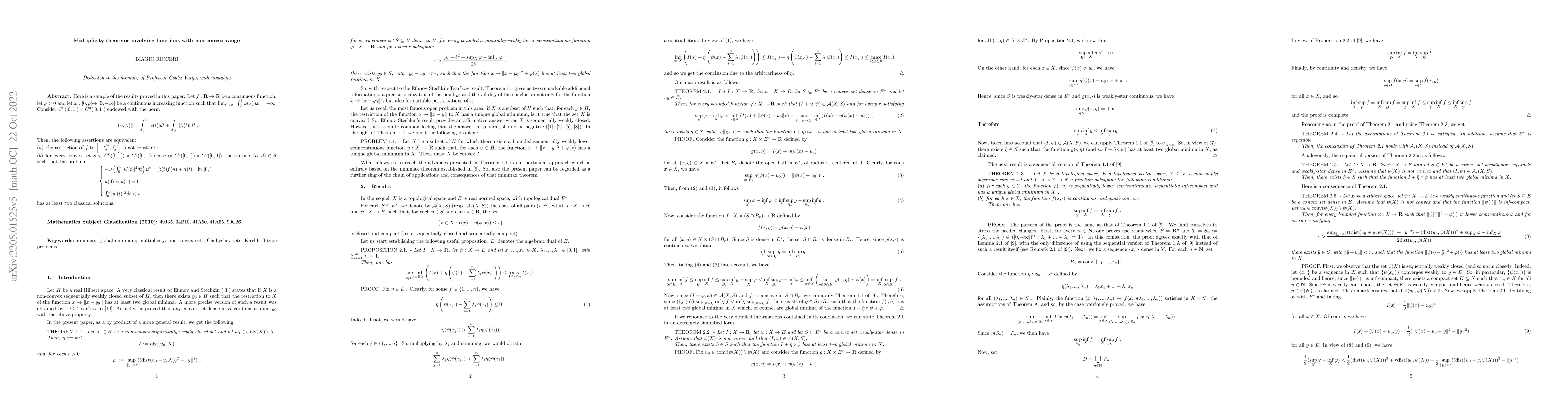 Thumbnail for Multiplicity theorems involving functions with non-convex range