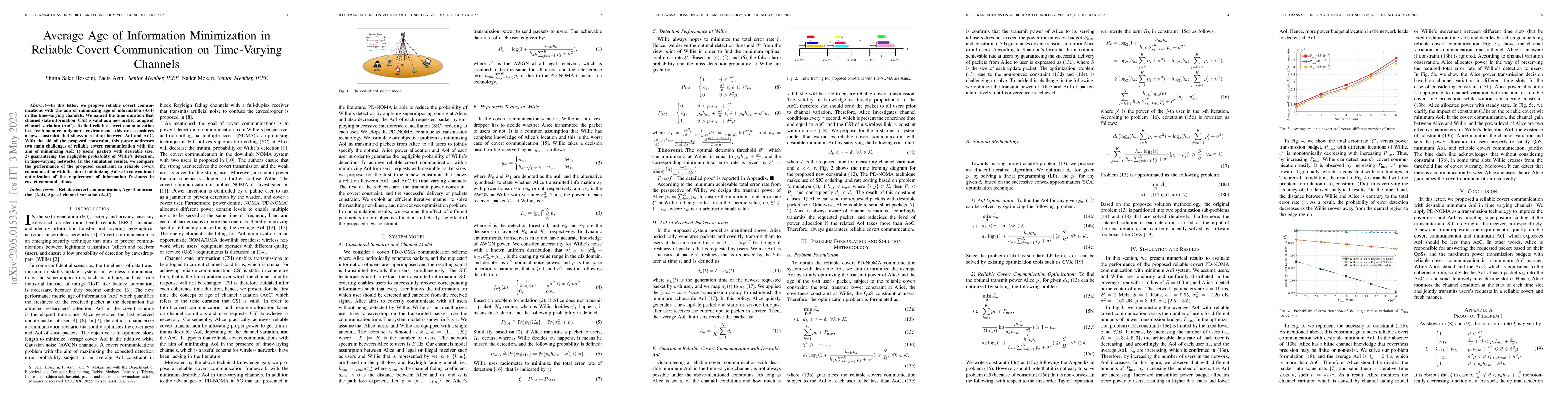 Thumbnail for Average Age of Information Minimization in Reliable Covert Communication
  on Time-Varying Channels