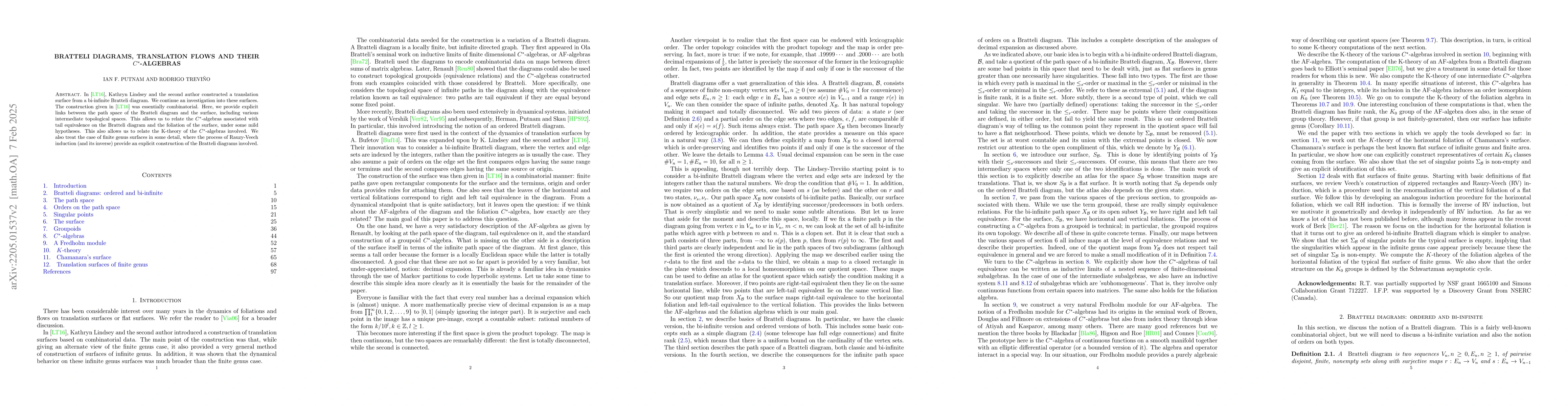 Thumbnail for Bratteli diagrams, translation flows and their $C^*$-algebras