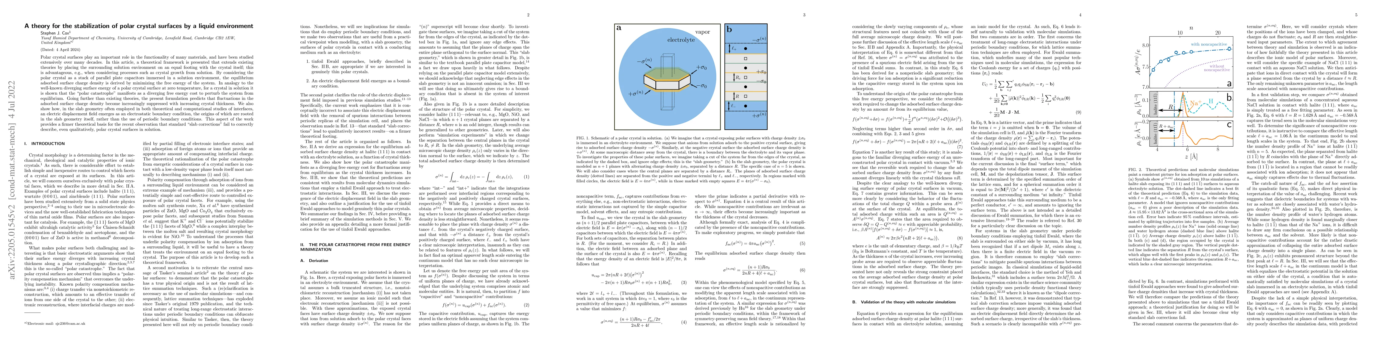 Thumbnail for A theory for the stabilization of polar crystal surfaces by a liquid
  environment
