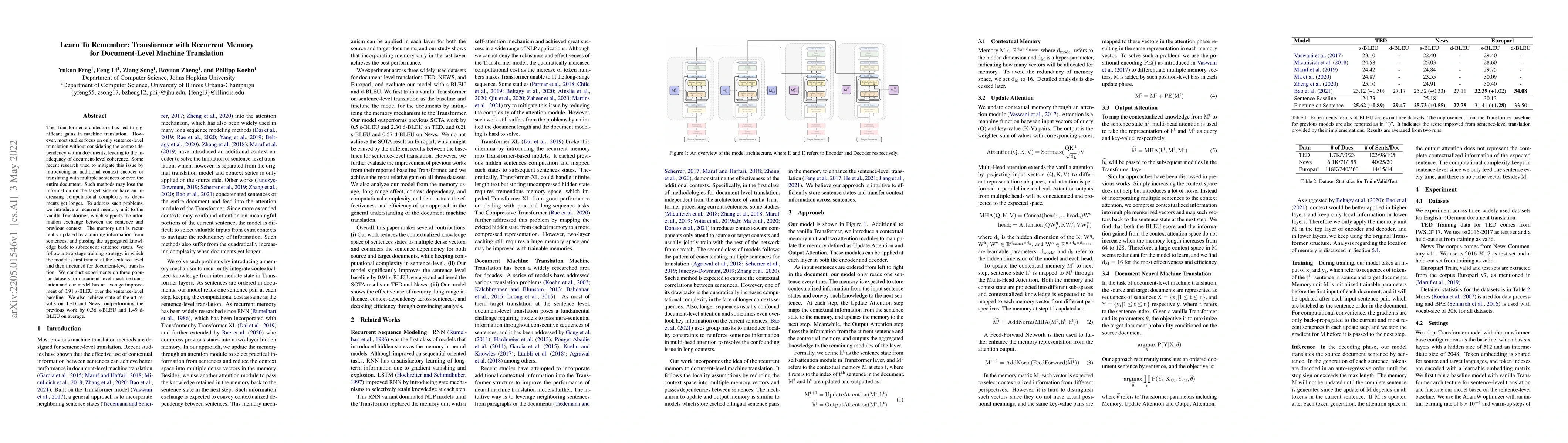 Thumbnail for Learn To Remember: Transformer with Recurrent Memory for Document-Level
  Machine Translation