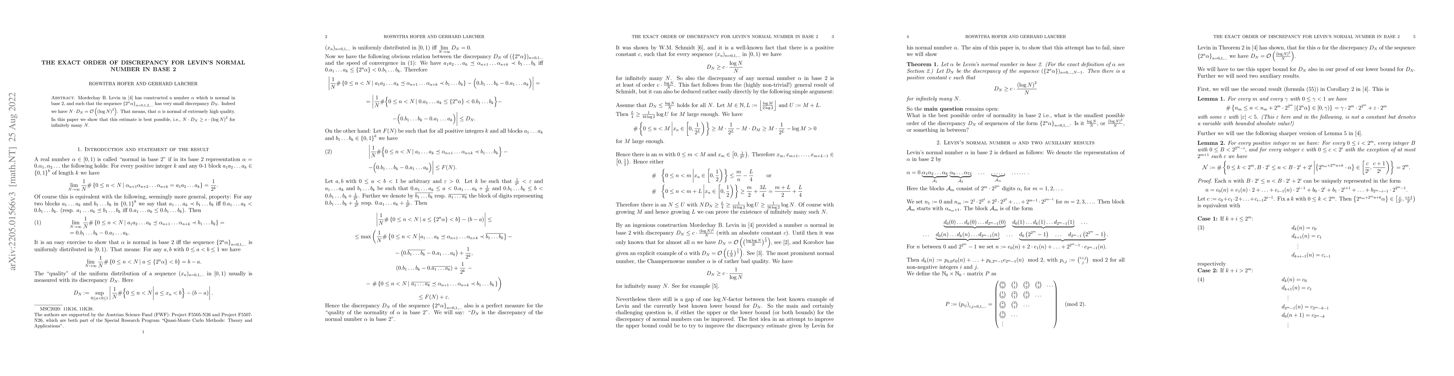 Thumbnail for The exact order of discrepancy for Levin's normal number in base 2