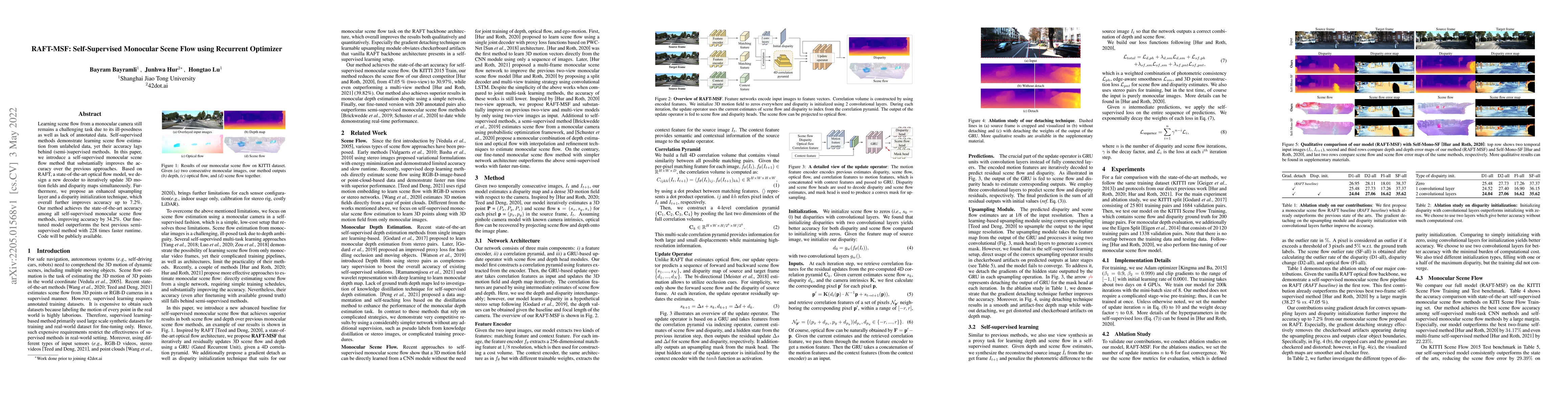 Thumbnail for RAFT-MSF: Self-Supervised Monocular Scene Flow using Recurrent Optimizer