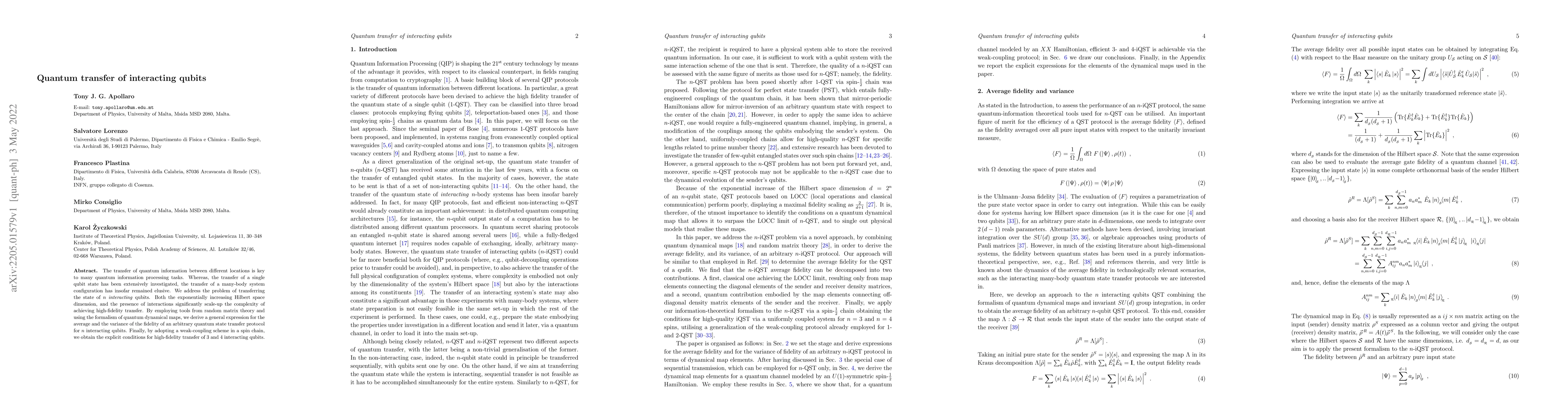 Thumbnail for Quantum transfer of interacting qubits