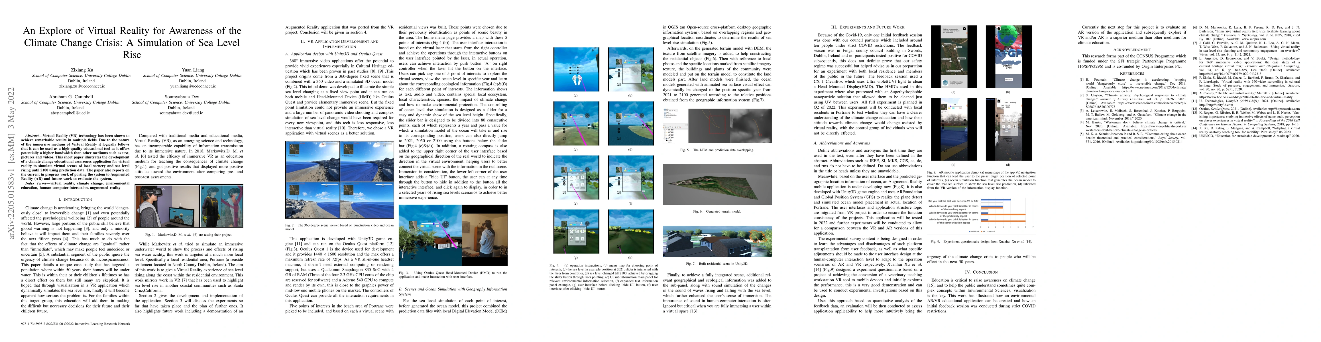 Thumbnail for An Explore of Virtual Reality for Awareness of the Climate Change
  Crisis: A Simulation of Sea Level Rise