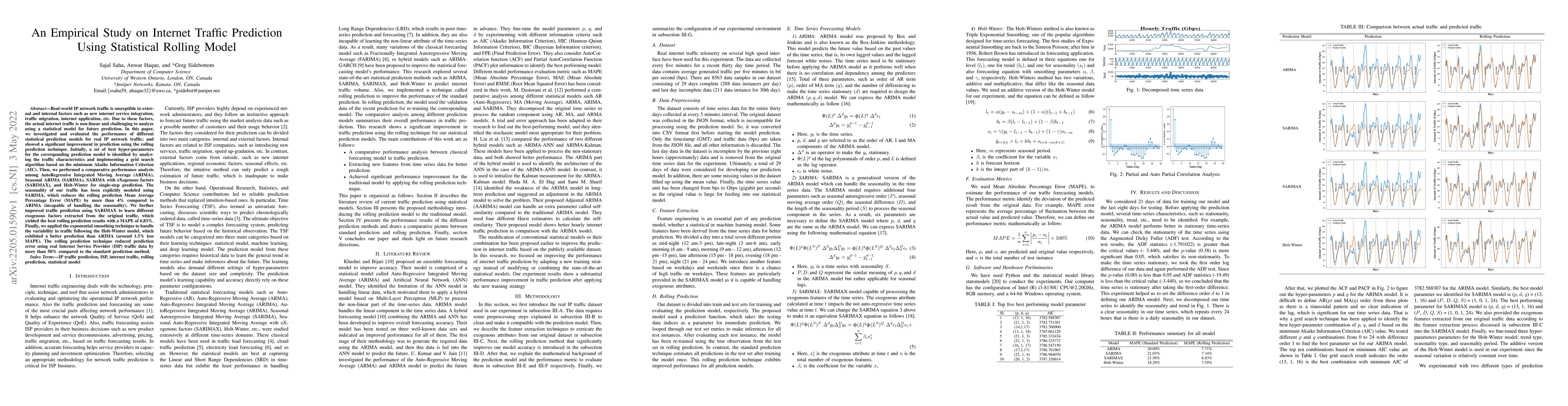 Thumbnail for An Empirical Study on Internet Traffic Prediction Using Statistical
  Rolling Model