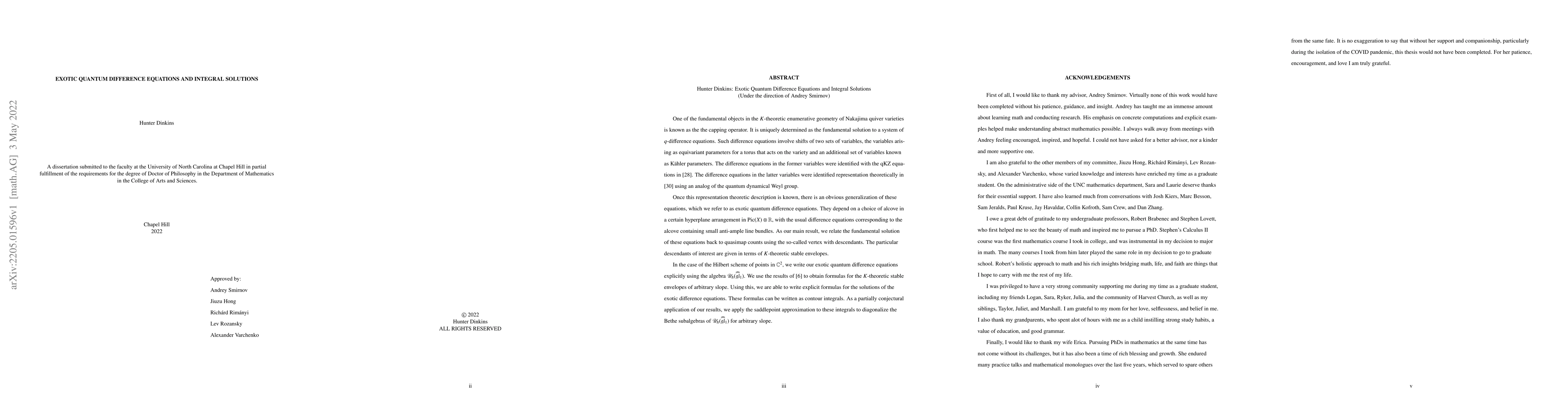 Thumbnail for Exotic Quantum Difference Equations and Integral Solutions