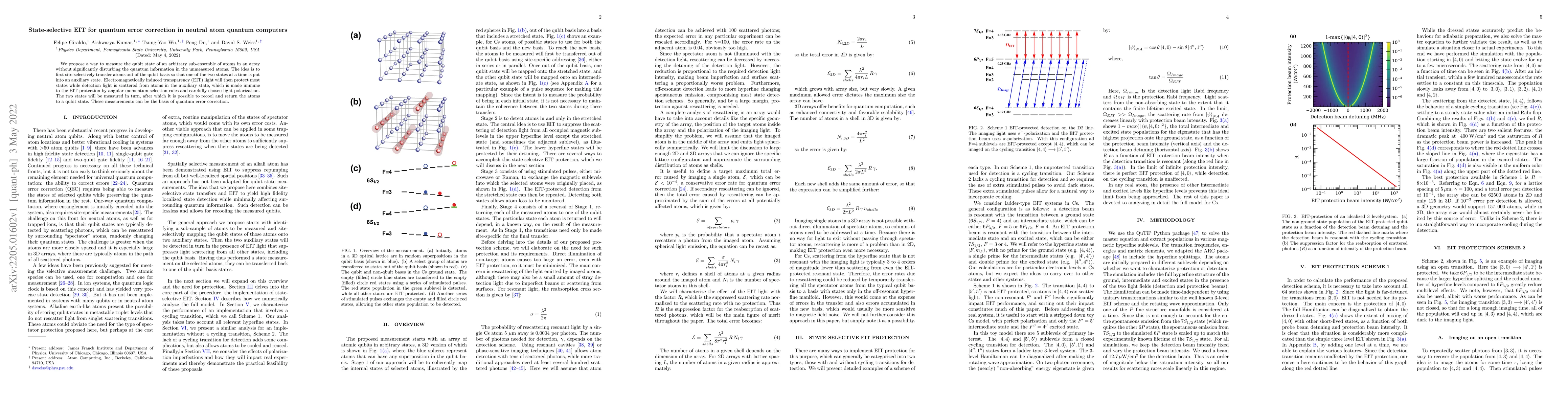 Thumbnail for State-selective EIT for quantum error correction in neutral atom quantum
  computers