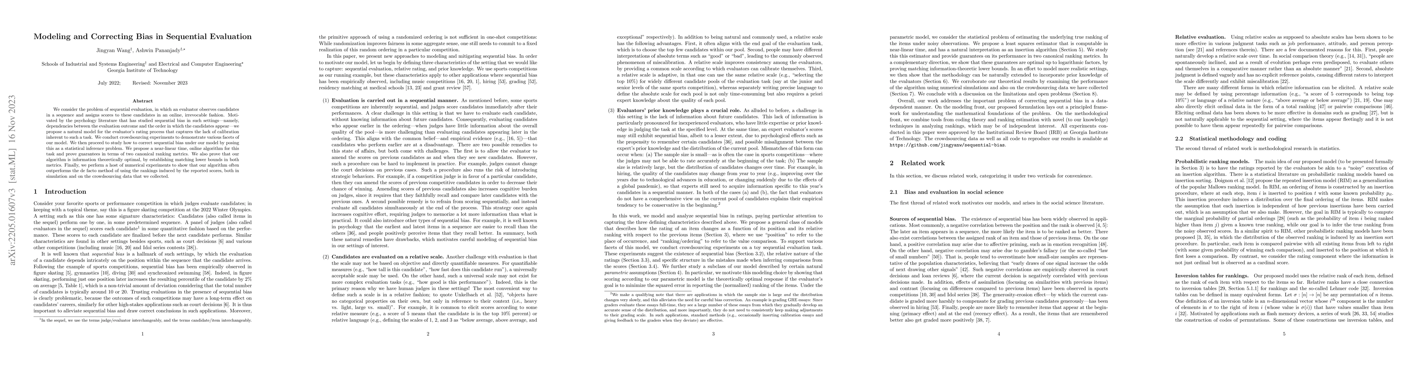 Thumbnail for Modeling and Correcting Bias in Sequential Evaluation