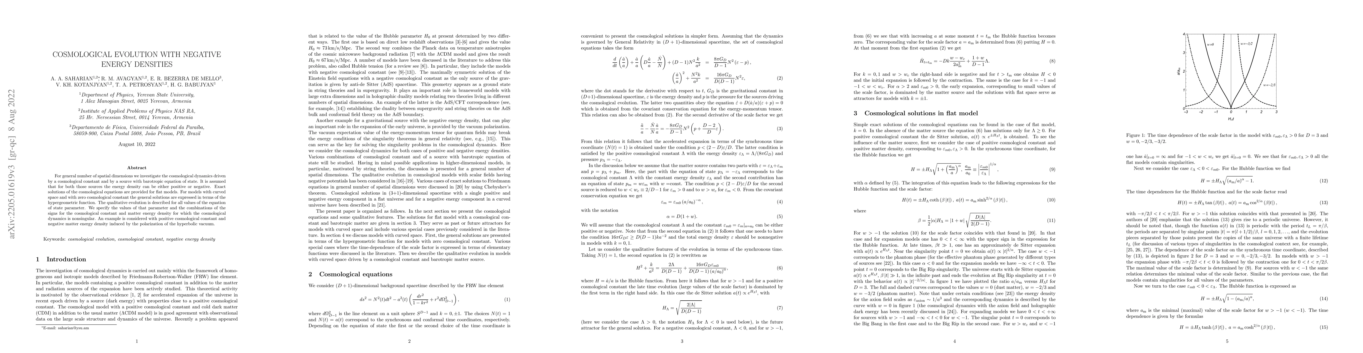 Thumbnail for Cosmological evolution with negative energy densities