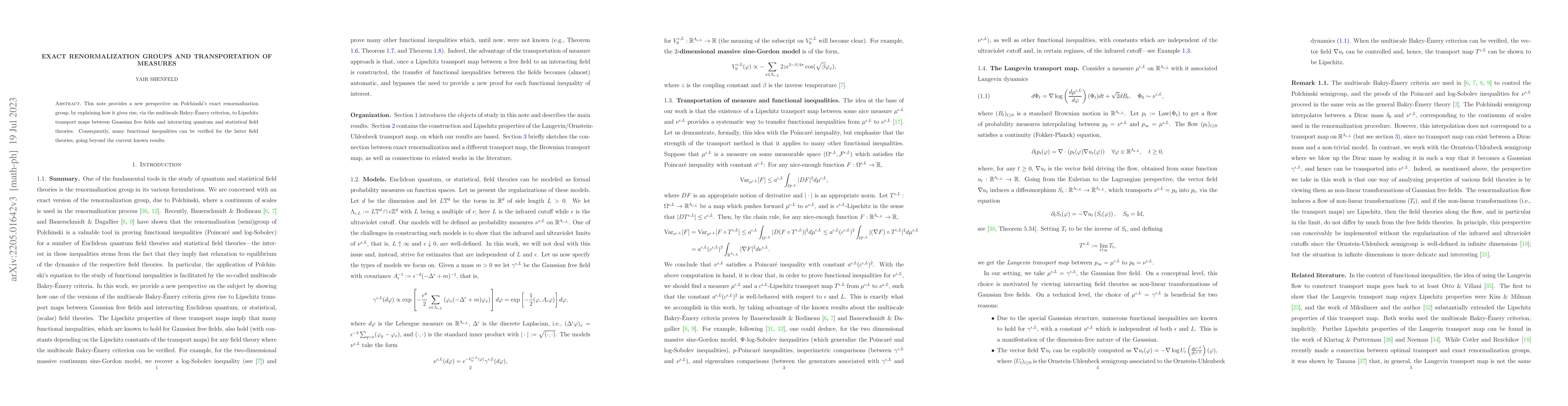 Thumbnail for Exact renormalization groups and transportation of measures