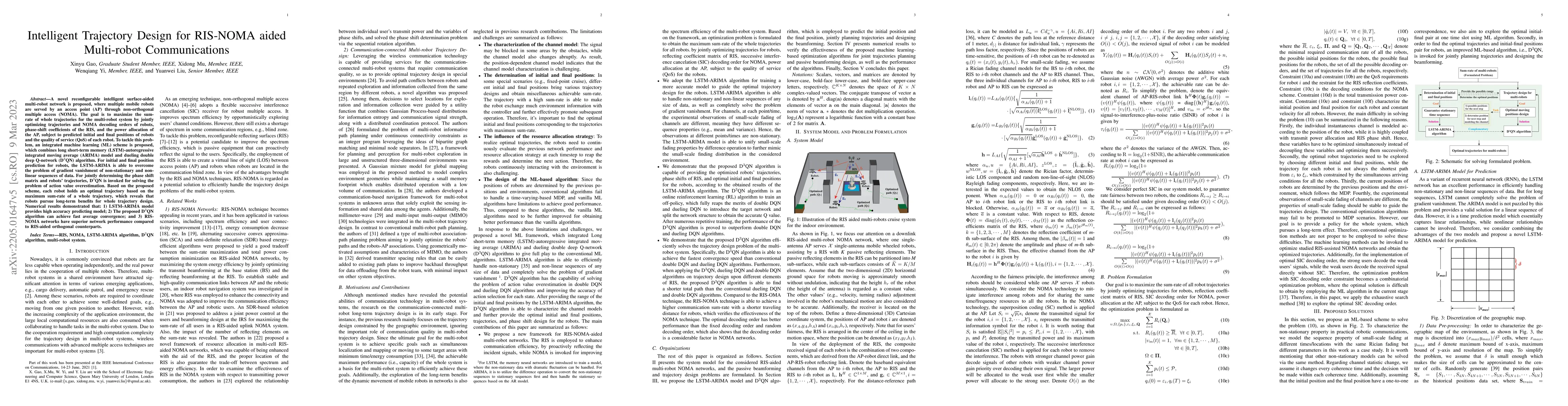 Thumbnail for Intelligent Trajectory Design for RIS-NOMA aided Multi-robot
  Communications