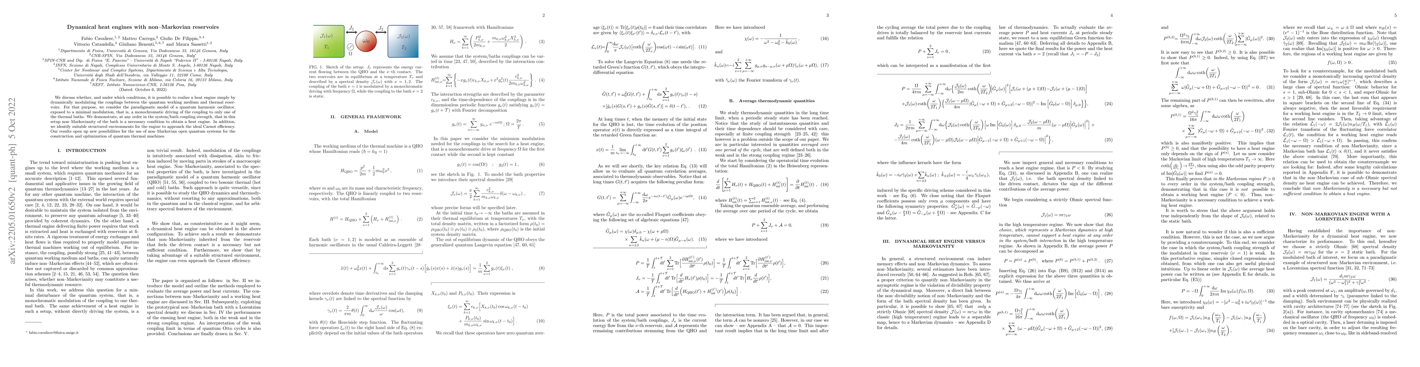 Thumbnail for Dynamical heat engines with non--Markovian reservoirs