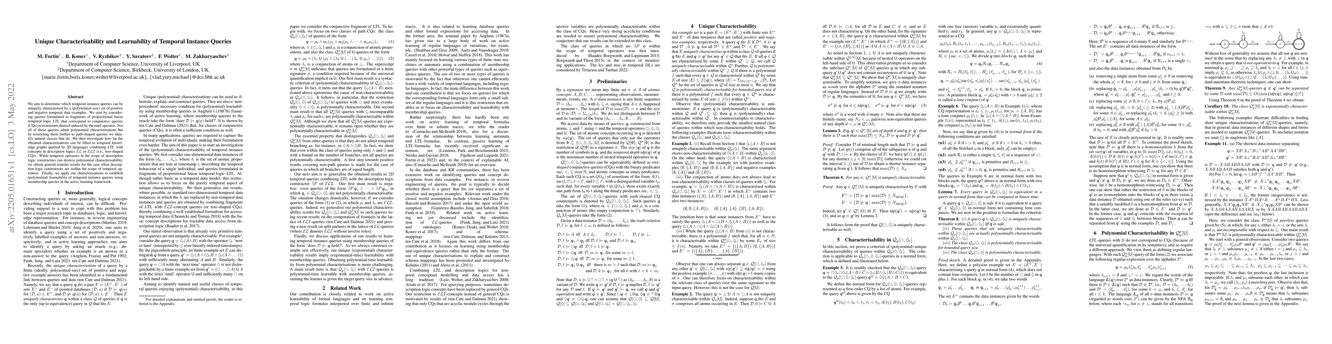 Thumbnail for Unique Characterisability and Learnability of Temporal Instance Queries