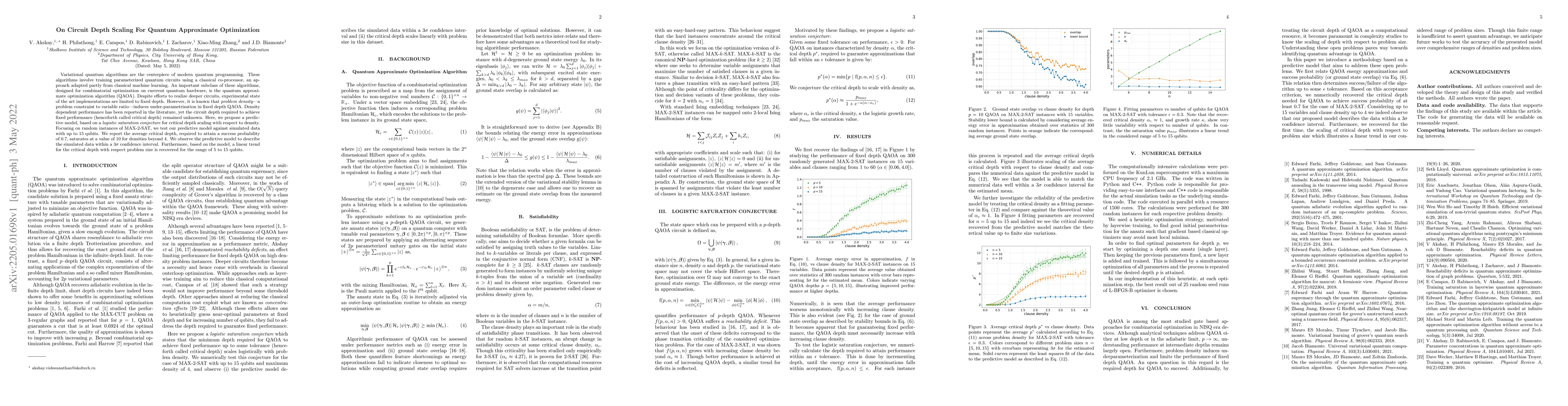 Thumbnail for On Circuit Depth Scaling For Quantum Approximate Optimization
