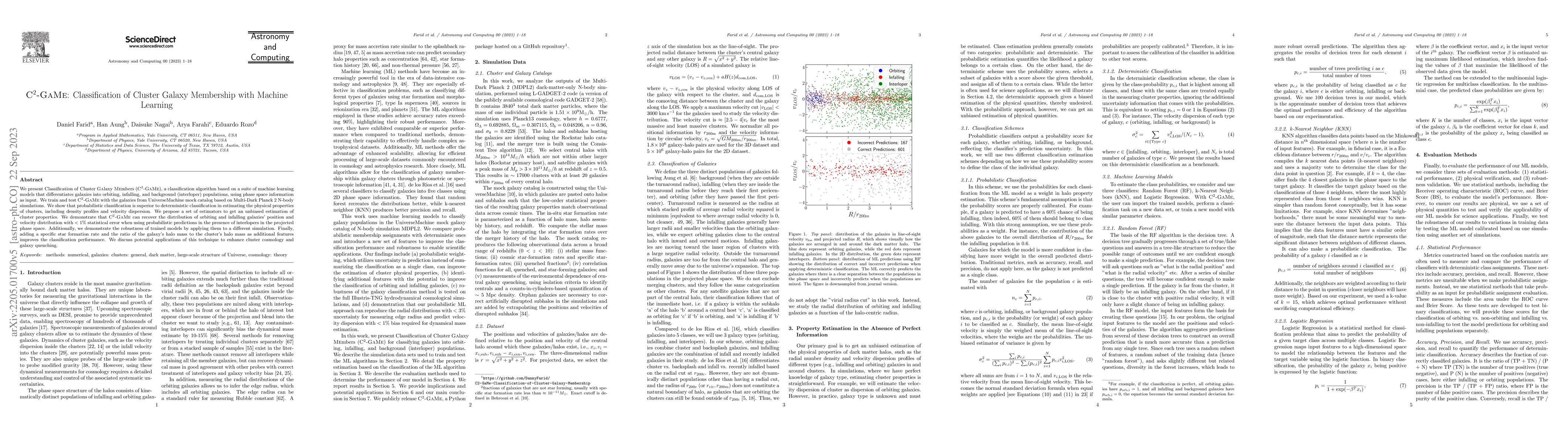 Thumbnail for C2-GaMe: Classification of Cluster Galaxy Membership with Machine
  Learning